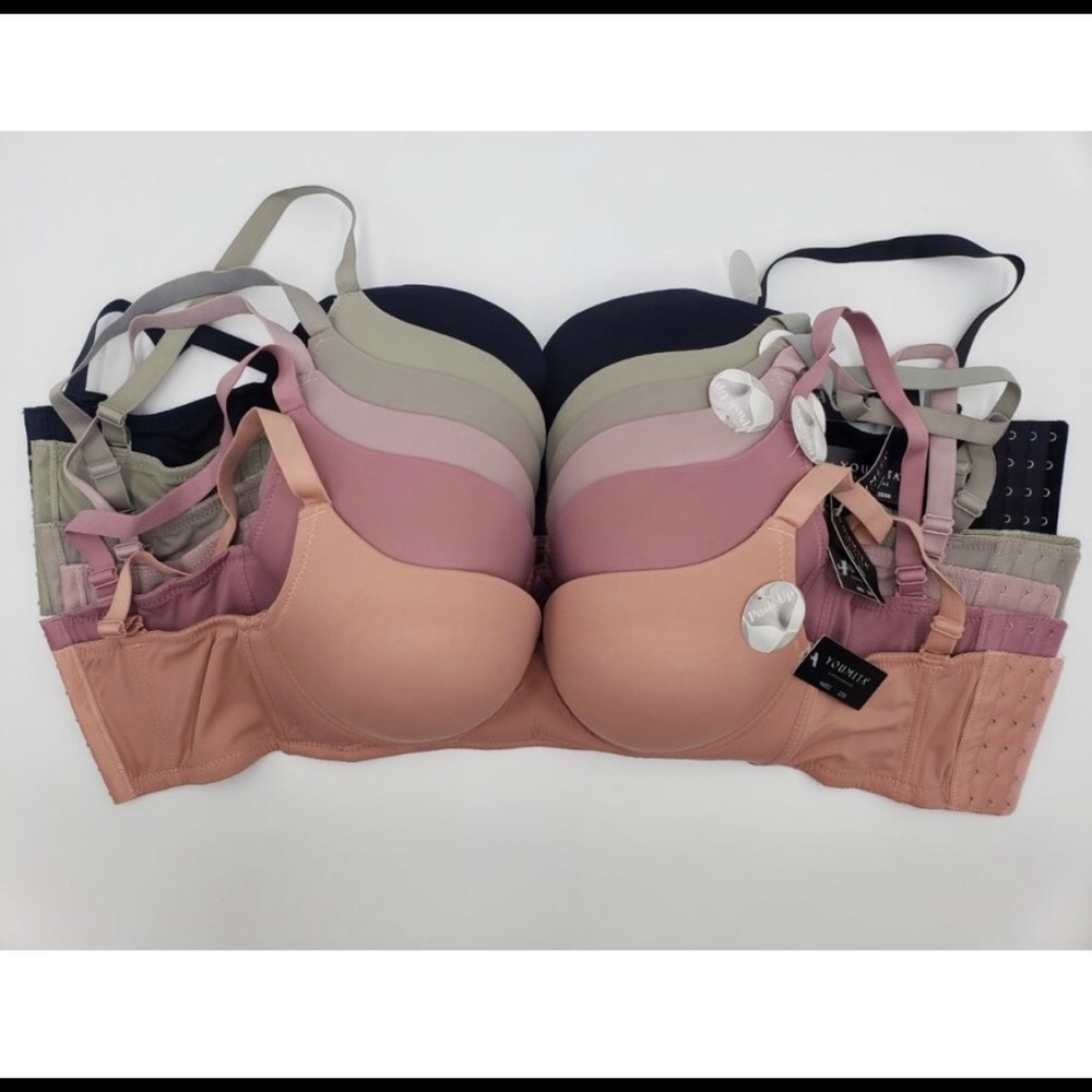 Youmita 6 Pack Bras Solid Push Up Plunge Bra DDD